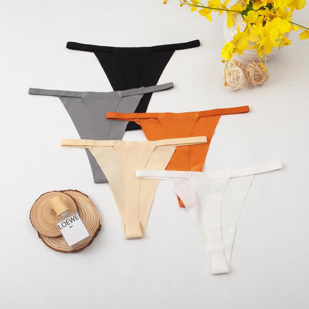 Women's Seamless Ice Silk Thong - Solid Color, Thin Strap, Low Waist, Plus Size