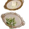 1PC Vanity Tray Bathroom Oval Golden Mirror Tray Home Decor Washstand Tray Small Jewelry Photography Decoration European Retro