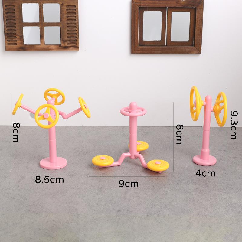 1 Set Miniature Pink Playground Fitness Toy Set Lifelike Tiny Model for Dollhouse Kids Pretend Play Hobby Collection