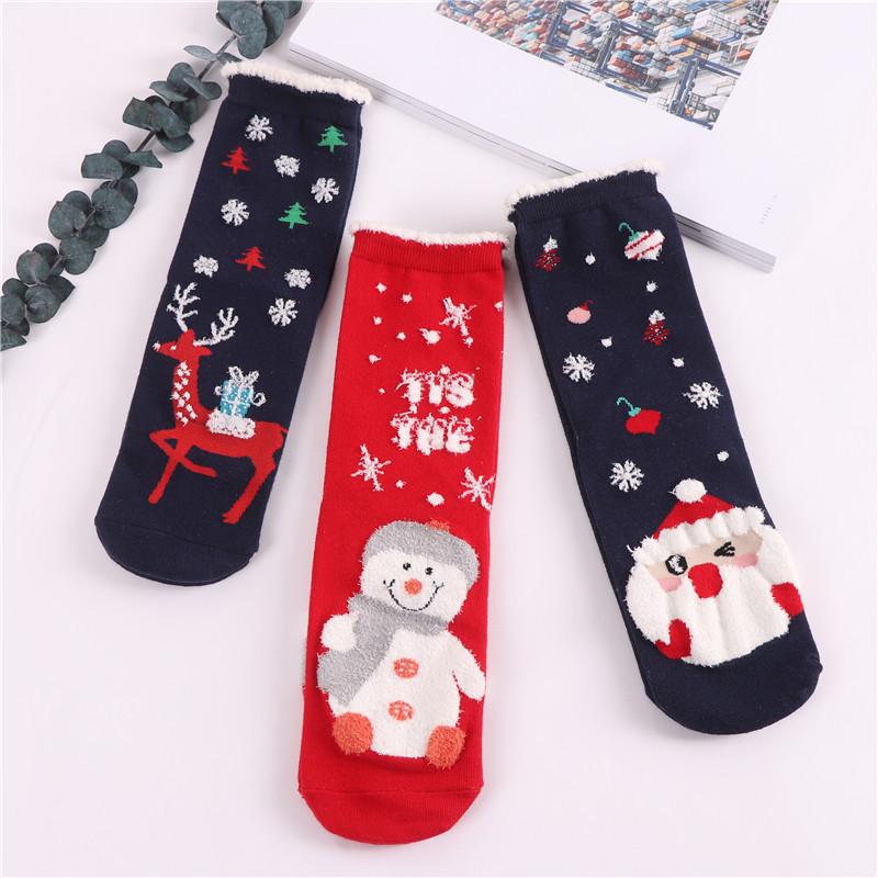Women Sock Winter Warm Christmas Gifts Stereo Socks thicken Soft Santa Claus Deer Xmas Cotton Cute Christmas Socks calcetines