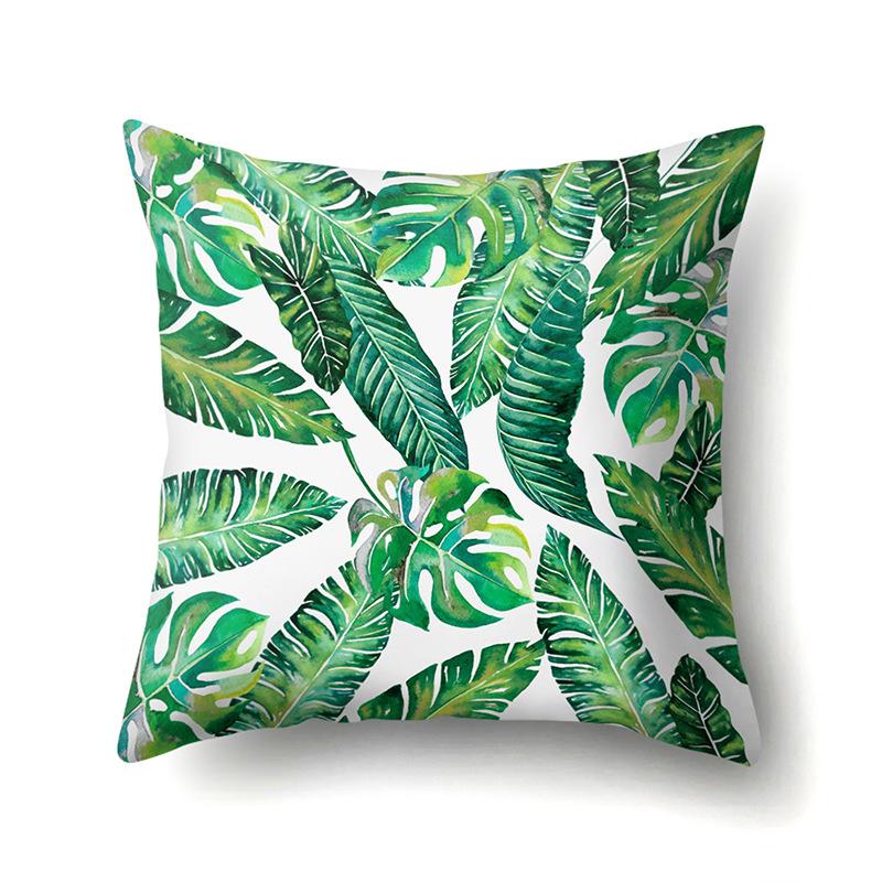 Polyester Pillow Case Nordic Ins Style Plant Flower Print Peach Leather Velvet Cushion Cover Car Waist Cushion Cover