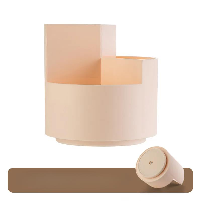 Multifunctional Round Pen Holder Rotating Storage Box Simple Makeup Brush Roomy Pen Holder Desk Organizer Stationery