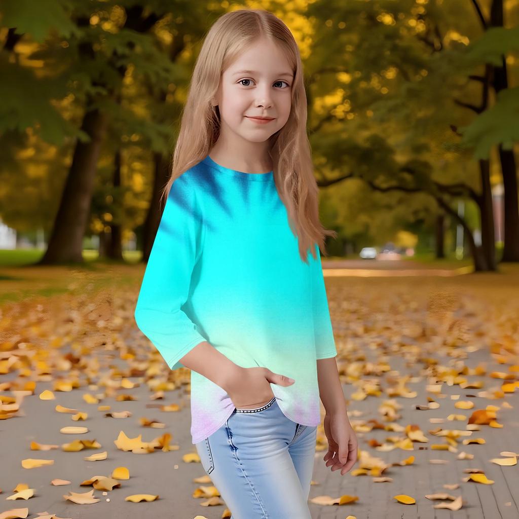 Детская футболка с круглым вырезом и принтом, рукава 3/4, повседневная футболка