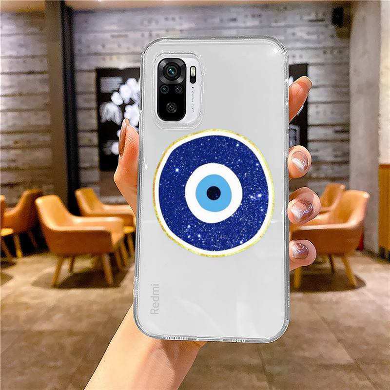 Lucky Evil Eye Blue Abstract Phone Case Transparent for Xiaomi Redmi Note X F Poco 10 11 9 7 8 3 I T S Pro Cover Shell Coque