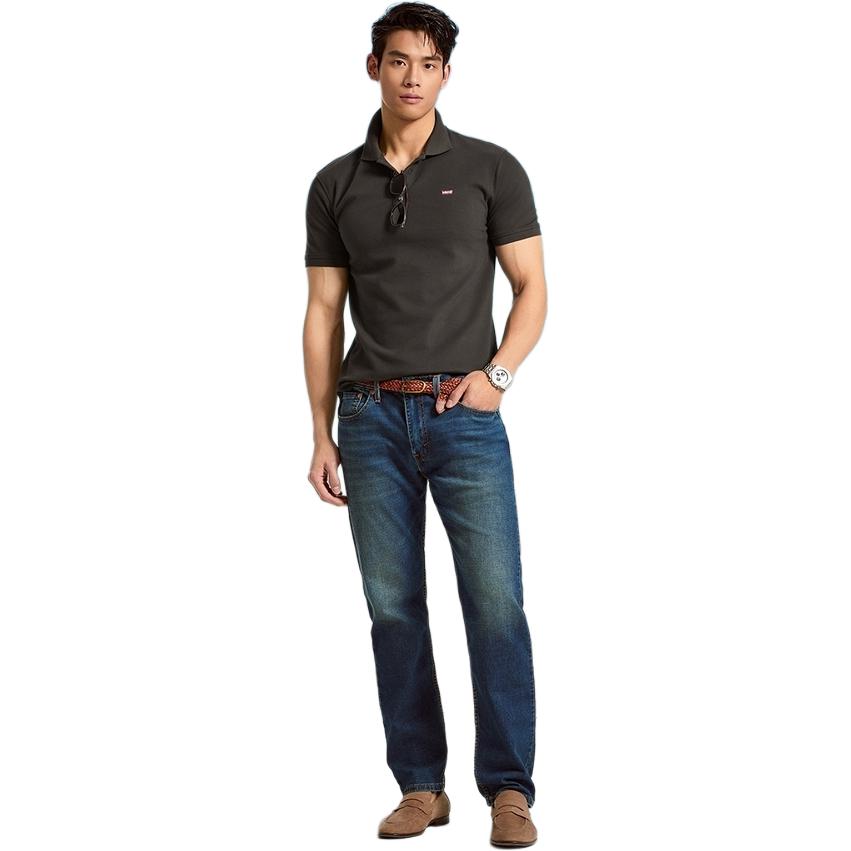 Levis SS25 Повседневная Удобная Простая Футболка Поло с Коротким Рукавом с Принтом Логотипа Мужская Футболка Поло Черная 004KC-0000