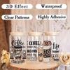 12Pcs Leopard Print Coffee UV DTF Cup Wraps, Waterproof Permanent Scratch-Resistant Transfer Stickers, Leopard Coffee Lover Decals for 16oz Glass Cups