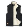 Autumn Winter Lamb Wool Vests Men Warm Padded Stand Collar Casual Sleeveless Jacket