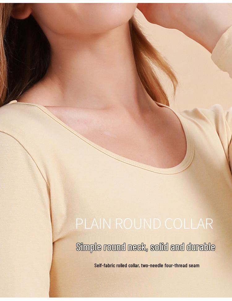 Унисекс Хлопковый Комплект Теплого Белья Облегающего Кроя с Круглым Вырезом - Большой Размер, Осень/Зима