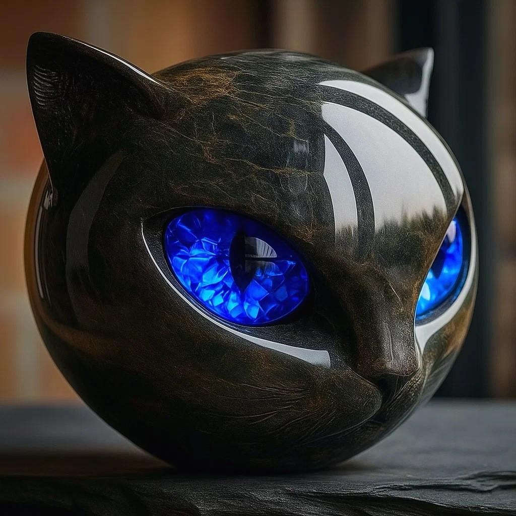 Роскошная фигурка черной кошки из смолы, мини-размер, ручная работа
