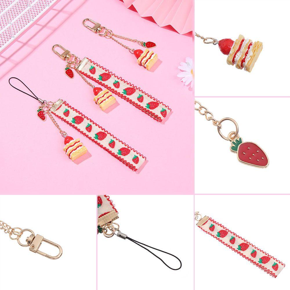 Fashion Charm Popular Bag Pendant Cake Mobile Phone Lanyard Cute Strawberry