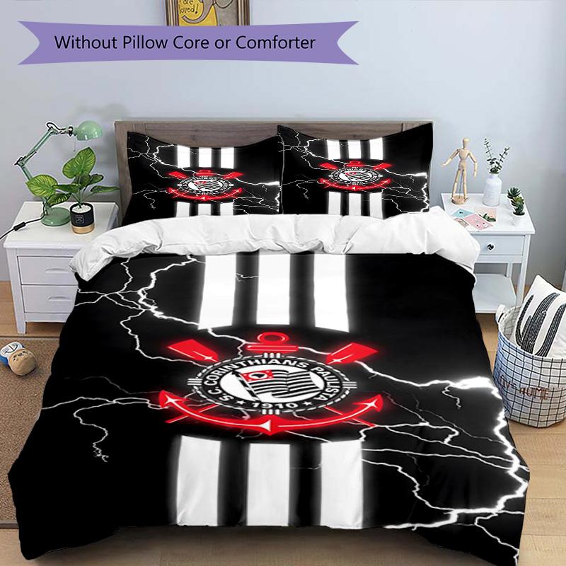 Sport Club Football Crest Printed Pattern Duvet Cover Set – includes 1 duvet cover and 2 matching pillowcases Bedroom decor Christmas gifts