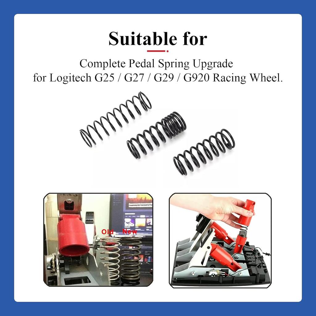 3 Pcs Complete Pedal Return Spring Upgrade Kit Mod For Logitech G25 G27 G29 G920 G923 Racing Pedals Accessories, Pedal Spring Mod Include Brake Pedal