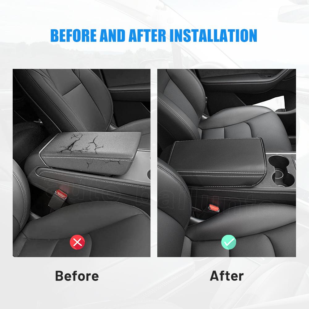 For Tesla Model 3 Model Y 2023-2017 Car Armrest Box Cover Black Central Control Armrest Decoration Interior Car