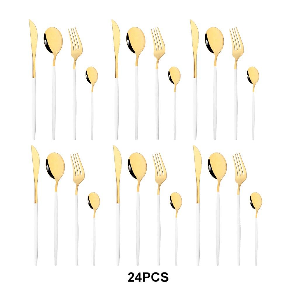 Набор посуды из нержавеющей стали, кухонный набор, 24 шт., черное золото, нож, вилка, ложка, роскошный набор посуды, ужин, свадьба, зеркало, столовые приборы
