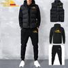 Мужские осенне-зимние спортивные костюмы, повседневный комплект джоггеров, теплый жилет, спортивные штаны, худи, костюм из 3 предметов, мужской спортивный костюм, спортивные костюмы