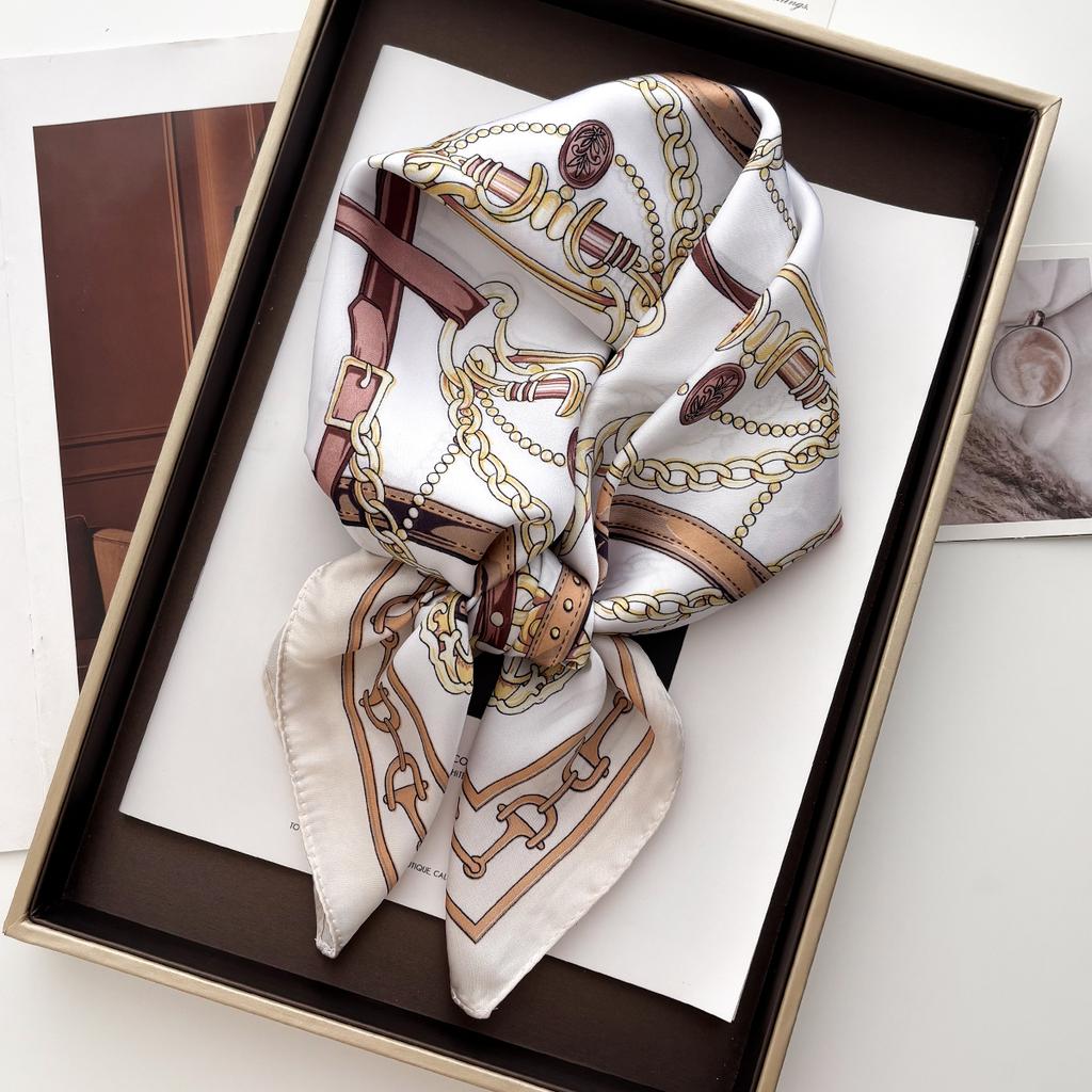 Luxury Silk Square Scarf for Women Print Kerchief Soft Satin Hairband Hands Bag Ribbons Foulard Head Hijab Neckerchief Headband