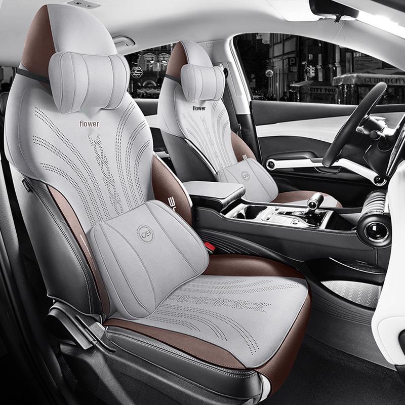 BYD Yuan PLUS Перфорированная замша Подушка на сиденье автомобиля - Универсальная, без завязок, всесезонная накладка-седло.