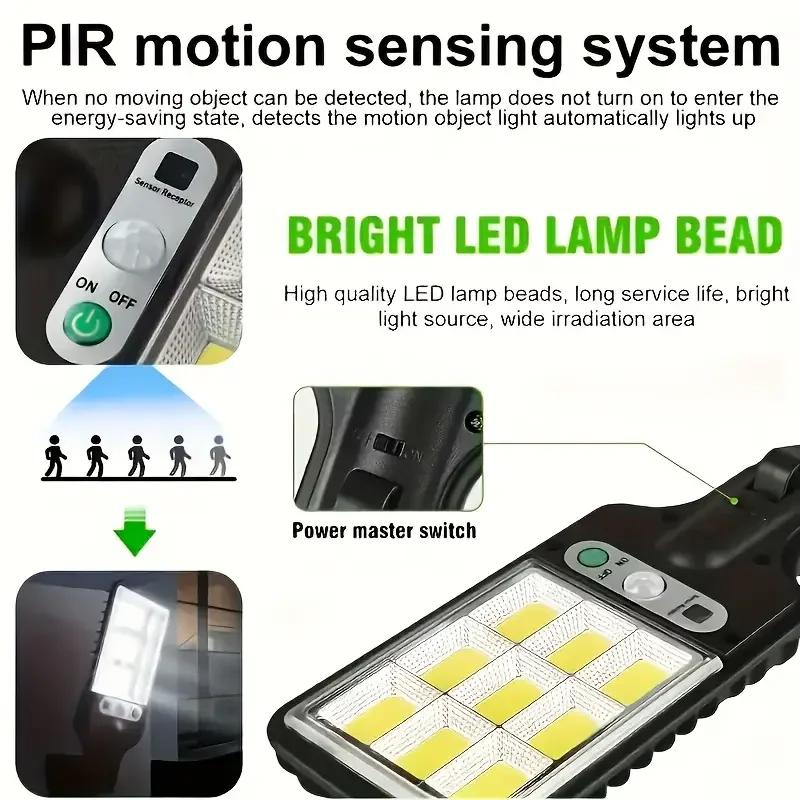 4 Наружный солнечный индукционный светильник со сверхярким и датчиком движения человека, 3 режима освещения, подходит для садов, гаражей