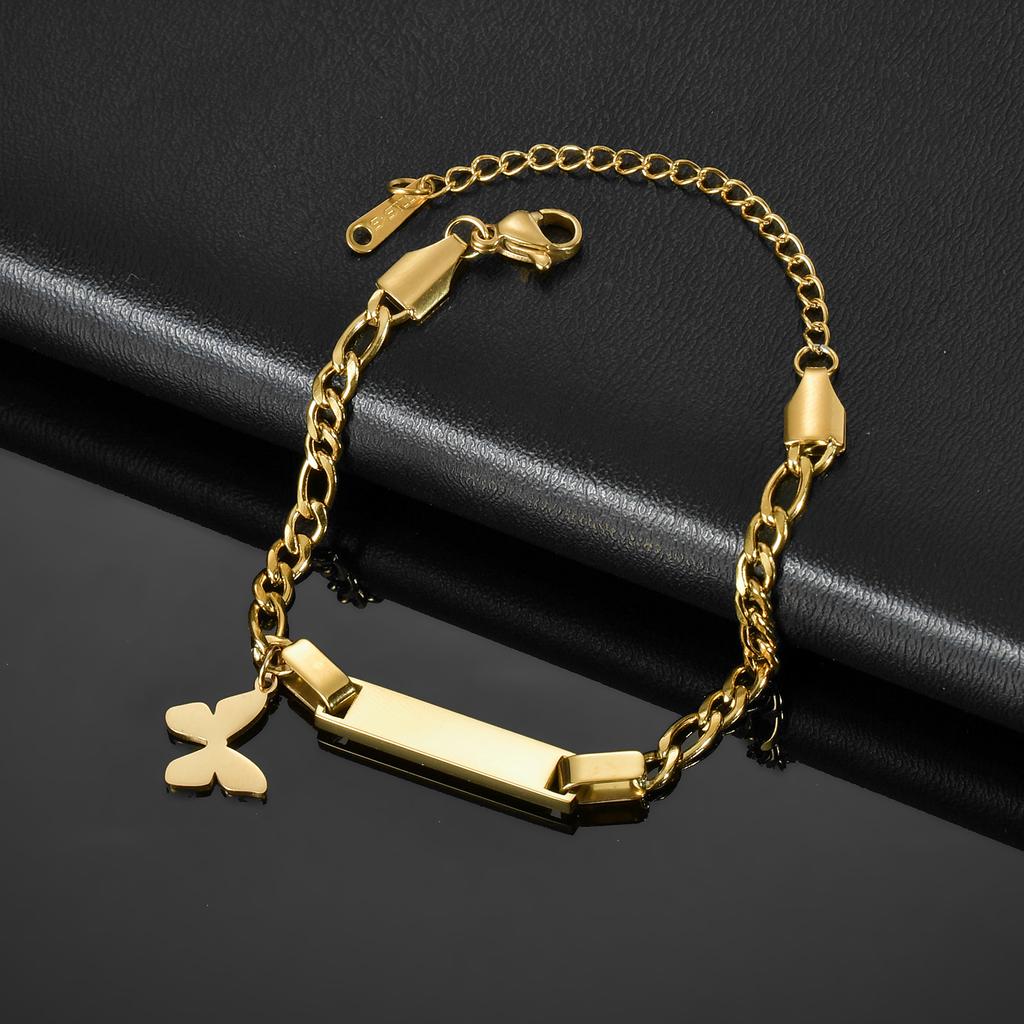Atoztide Personalized Engrave Name Bracelet For Women Mother Kids Stainless Steel Heart Adjustable Figaro Chain Jewelry Gift