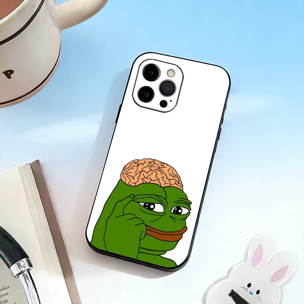 Смешная грустная лягушка pepe M-мем Чехол для телефона Для iPhone 17, 16,15,14,13,12,11 Plus,Pro Max, Другие Мягкий черный чехол