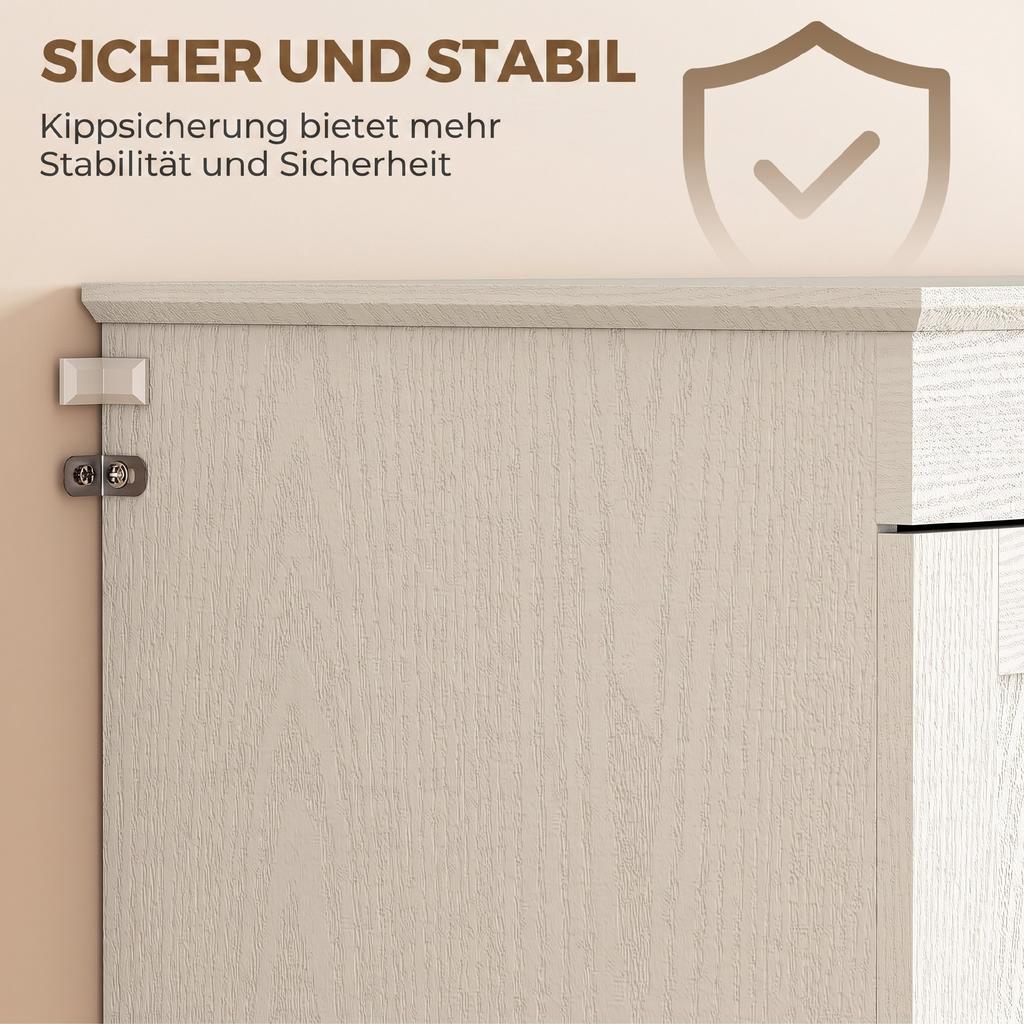 Kitchen Cabinet, Tall Cabinet 2 Drawers 75x39x178 cm Cream White