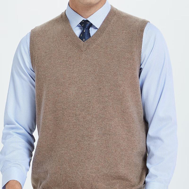 Hengyuanxiang Men's Wool V-Neck Sleeveless Sweater