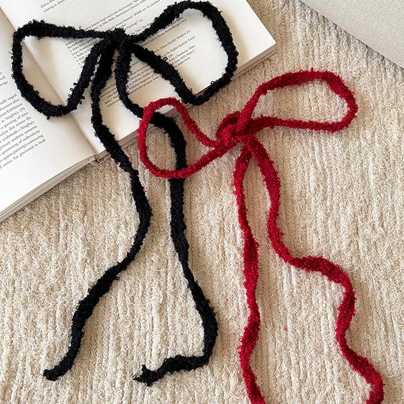 Korea Elegant Solid Color Girl Ribbon Ultra-Thin Long Vintage Scarf Women'S Decorative Tie Scarf