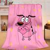 1PC Cowardly Dog Cartoon Flannel Blanket Gift, Suitable for Both Men And Women, Soft Ideal for Beds And Sofa, Birthday Or Christmas Gift