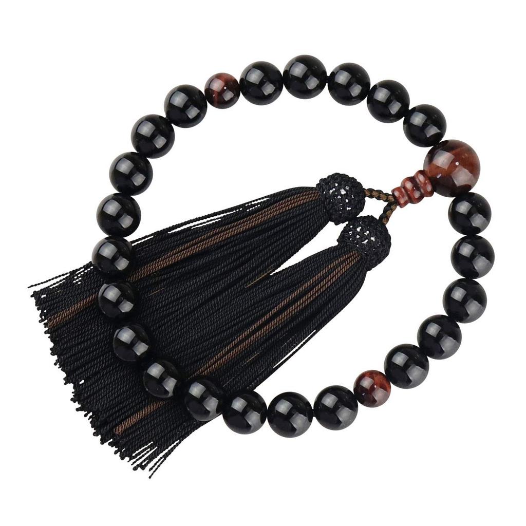 Men's Buddhist Prayer Beads (Informal) - Kyoto Style - Suitable for All Sects - Onyx 12mm (Red Tiger's Eye)