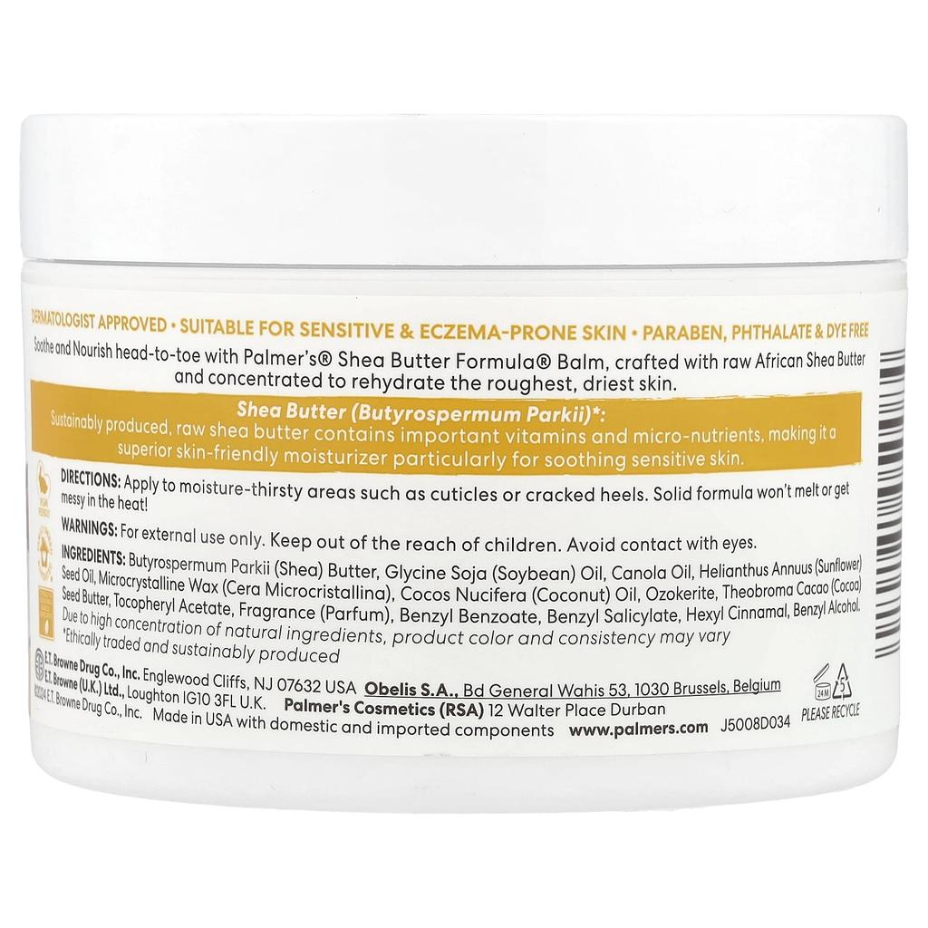 Palmer's Shea Butter Formula with Vitamin E, Raw Shea Butter Moisturizing Balm, 200 G (7.25 Oz)
