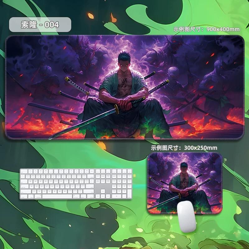 Высококачественный кожаный коврик для мыши Roronoa Zoro ONE PIECE, очень большой, маленький, мультяшный, офисный, игровой, киберспортивный, подкладка для компьютерной клавиатуры, настольный мат, анимационная периферия