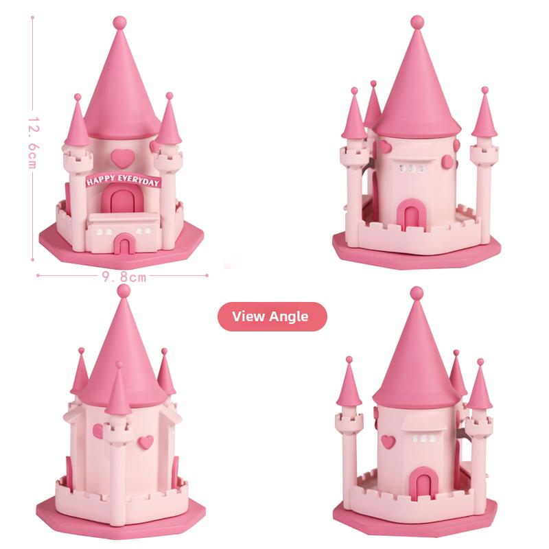 Серебристо-розовый мультяшный дом Декоративная фигурка Сказочный 3D-замок Топпер для торта Маленький принц Маленькая принцесса Украшение
