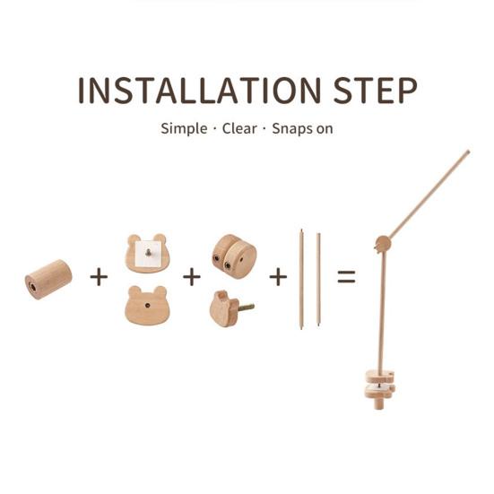 Деревянная детская погремушка Кронштейн для кроватки Вращающаяся детская погремушка Подвеска Держатель Погремушка-колокольчик Декоративная подвесная дуга Универсальные аксессуары для кроватки