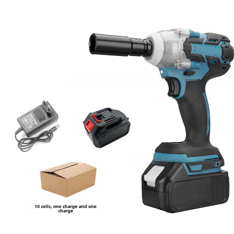 Бесщеточный электрический ударный гайковерт: Высокий крутящий момент, перезаряжаемый, для строительных лесов, шиномонтажа и ремонта автомобилей с литиевой батареей.