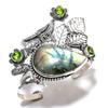 Labradorite, Peridot Gemstone 925 Sterling Silver Cuff Bangle Adjustable