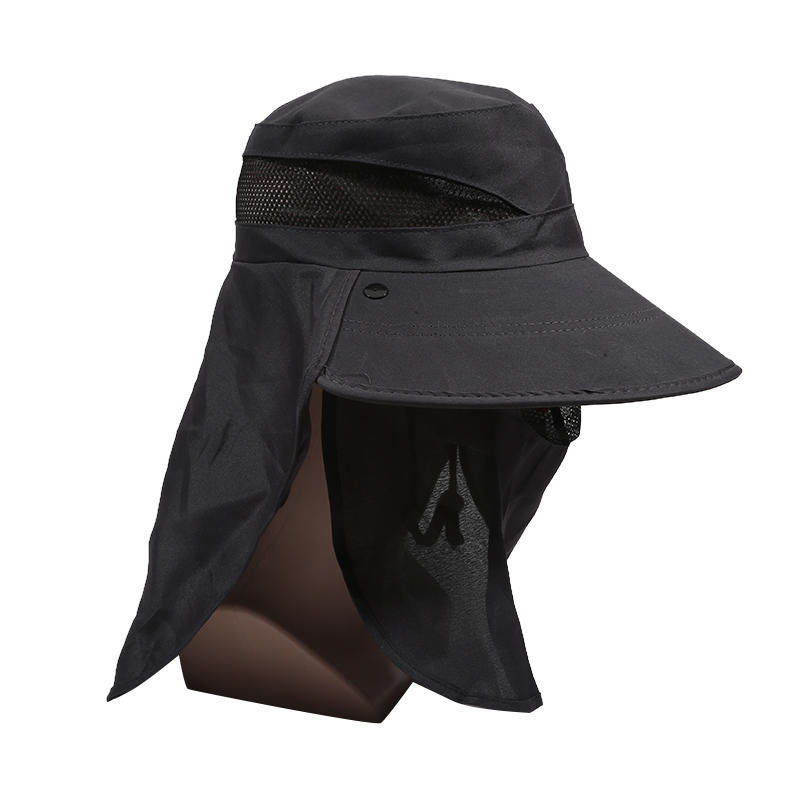 Outdoor Fisherman Hat Wide Brim Bucket Hat with Neck Cover Men Summer Breathable Mesh Sun Protection Visor Anti UV Cap Unisex