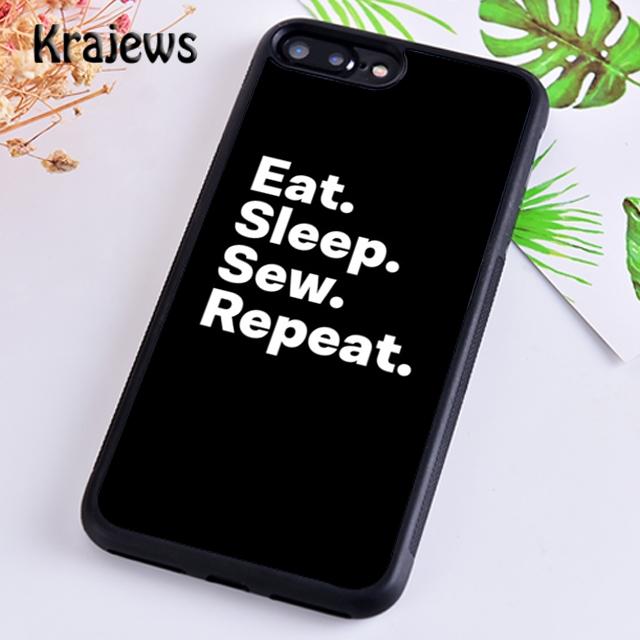 Krajews Eat Sleep Sew Repeat Phone Case Cover For IPhone 18 17 Air 16 15 14 plus 11 12 13 pro max coque Shell Fundas