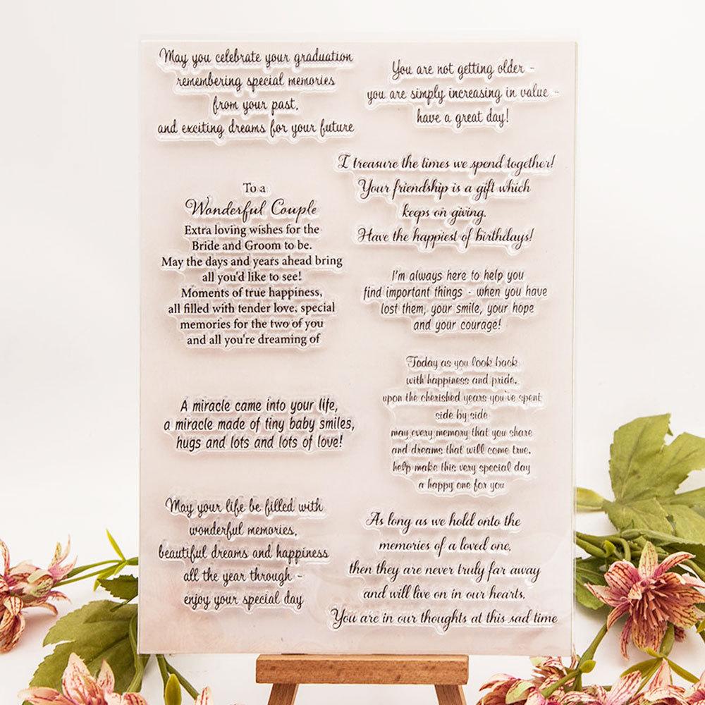 Счастливого Рождества Прозрачные силиконовые штампы DIY Скрапбукинг Альбом Бумажная открытка Цветок С Днем Рождения Поздравление Слово Письмо