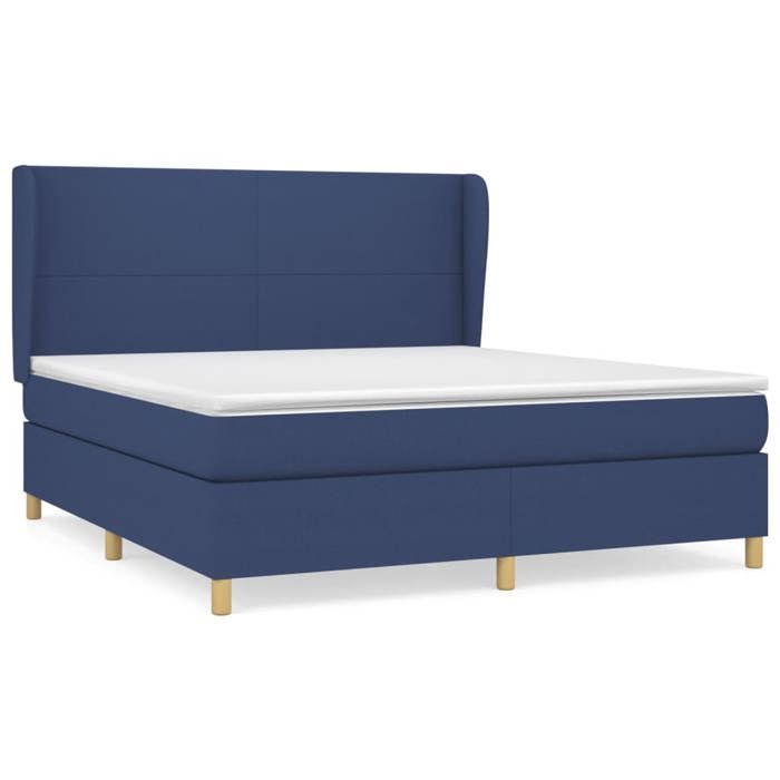 Maison Exclusive - Sommier à lattes de lit avec matelas Bleu 160x200 cm Tissu