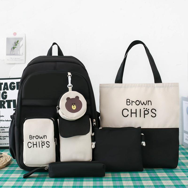 Рюкзак из трех предметов, набор цветных блоков, студенческий школьный рюкзак, женский рюкзак большой вместимости, сумка для письма с сумкой для ручек