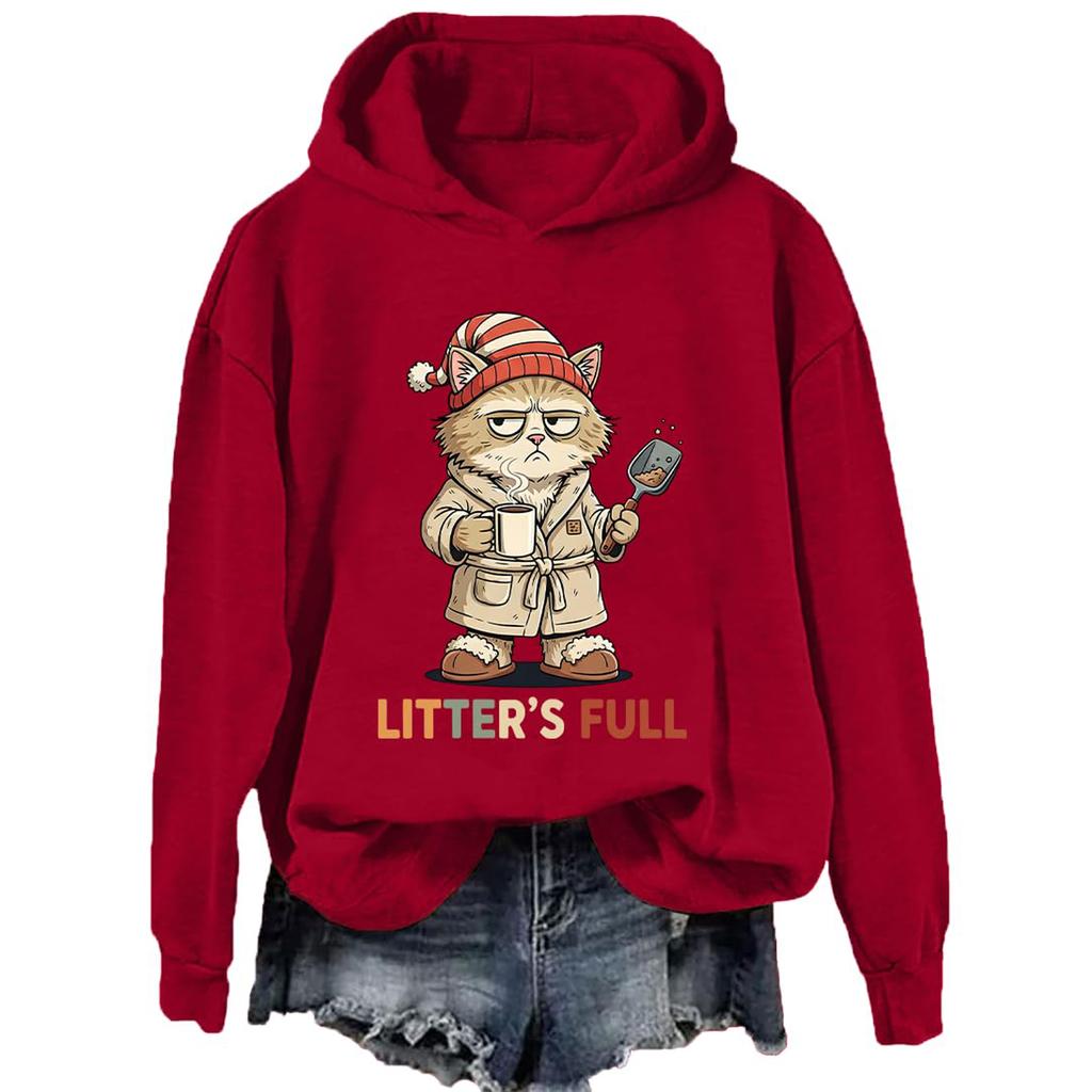 Ladies Fashion Casual Long Sleeve Printed Round Neck Hoodie Pullover Top