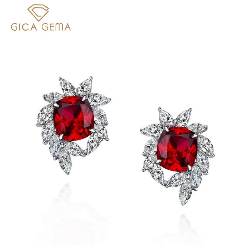 Gica Gema 100% стерлингового серебра 925 пробы, синий цветок, персонализированные классические серьги-гвоздики для женщин, изысканные ювелирные изделия высокого качества, подарок