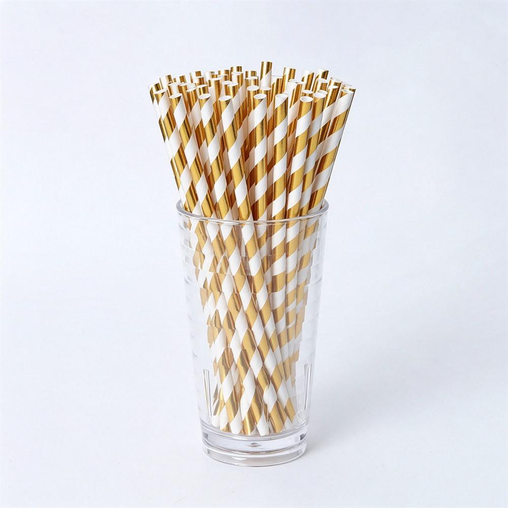 Biodegradable Colorful Striped Paper Straws - Eco-Friendly Disposable Kraft Straws