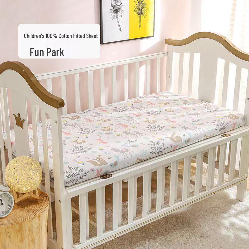 Хлопковый чехол-матрас и покрывало с мультяшным рисунком для детской кроватки