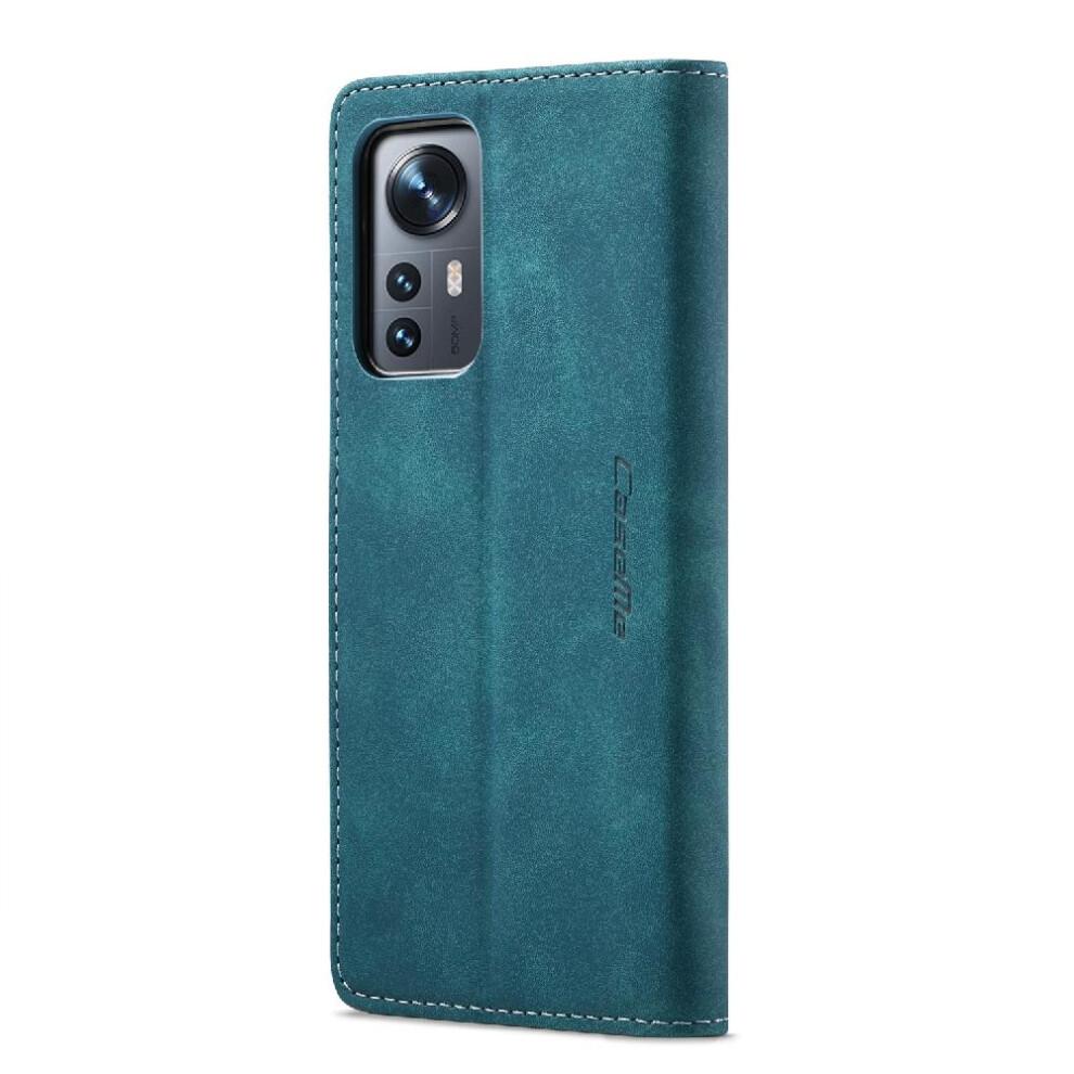 (Blue) Flip Case for Xiaomi 12/12x/12s Case Card Slot Kickstand Vintage Pu Leather Wallet Magnetic Closure Shockproof Flip Folio Book