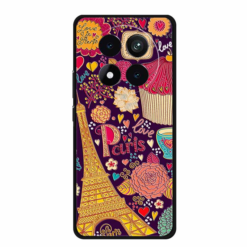 3D Emboss Case For Xiaomi Redmi Note 15 Phone Case Flowers Black Silicone Soft Back Cover Coque For Redmi Note 15 Pro Plus Case