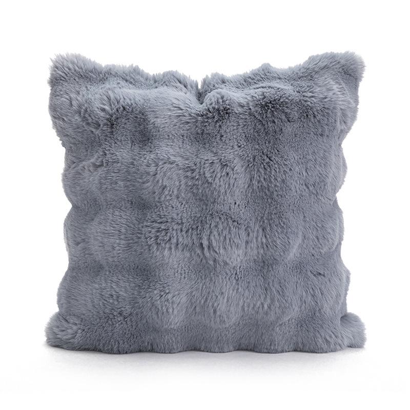 Современная скандинавская плюшевая наволочка-подушка в виде кролика - Роскошная текстура, имитирующая мех, Квадратная подушка для дивана