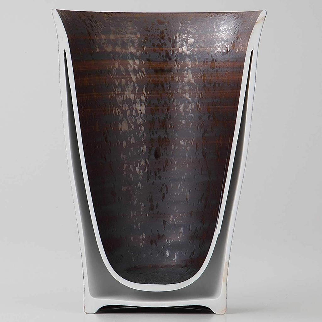 Hasami Ware Seizan Kiln Scut Keypo Brush 293962 Cup, Small, 230ml, Line, Silver,