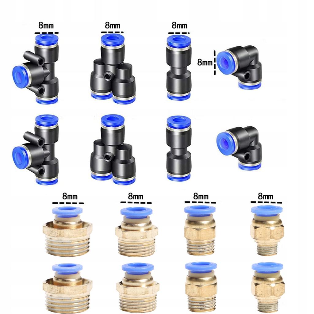 Синий 10M PU AIR пневматический комплект внешний диаметр 8 мм x внутренний диаметр 5 мм с 16 наборами соединителей