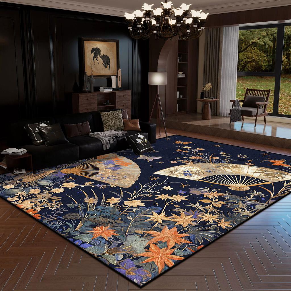 European Style Rug Luxury Decoration Home Large Area Living Room Carpet Golden Striped Rugs Bedroom Bedside Non-slip Soft Mat